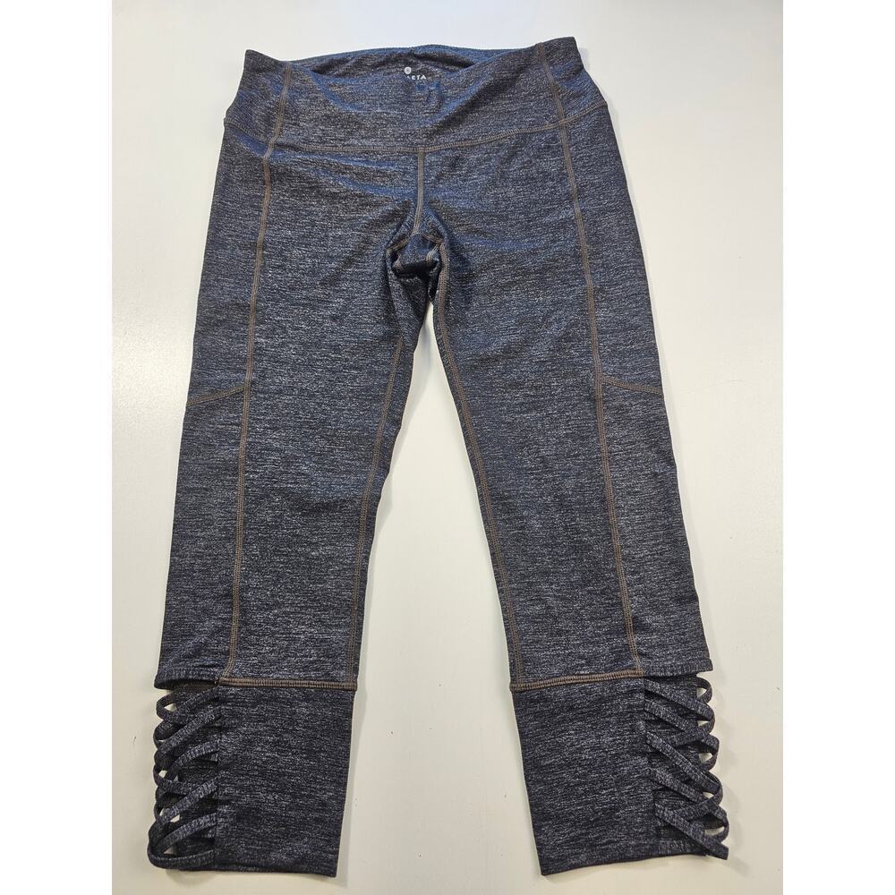 Athleta Quest Criss Cross Capri In Black Sz S Small heathered grey shimmer gym